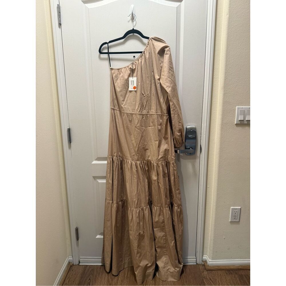 SWF One shoulder Maxi Dress in Tan Vacation Wedding Guest size Brunch  S NWT - Picture 7 of 7